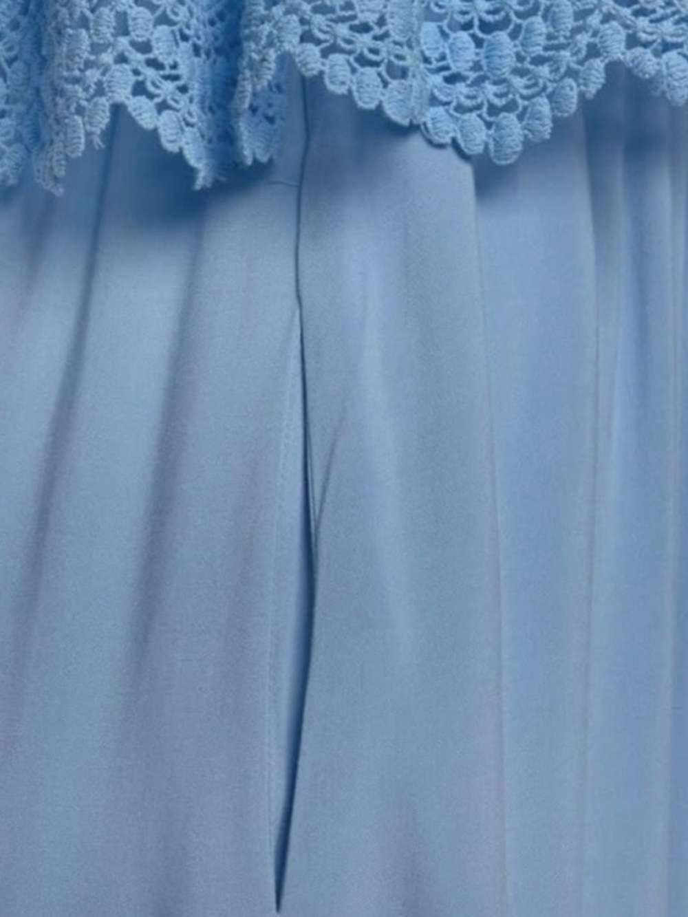 Lascana Blue Bandeau Strapless Maxi Dress Crochet Lace Pockets Size 6 - Picture 6 of 7